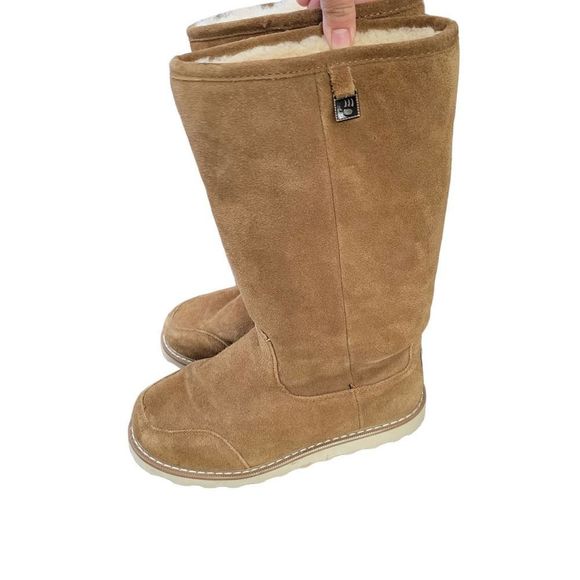 Bearpaw Kimella Women’s Brown Sz 7 12” Tall Boot Cow Suede Sheep Skin Wool - Picture 7 of 14